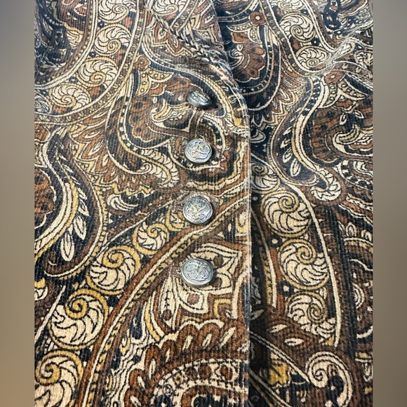 Tahari Brown Paisley Corduroy Blazer Size 10 Petite - Picture 3 of 4